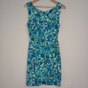 Vintage all that jazz Hawaiian floral print faux wrap mini dress